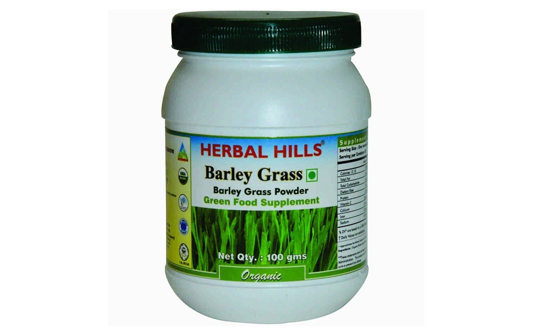 Herbal Hills Barley Grass Powder Green Food Supplement   Bottle  100 grams